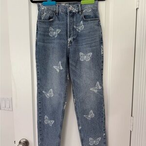 PacSun Blue Butterfly Ultra High-Rise Slim Leg Jeans